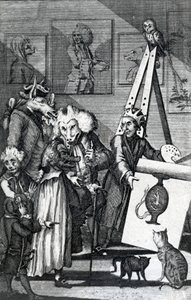 Maleren sender inn bildet sitt til undersøkelsen av kjennere og antikvarer, 1774 av English School