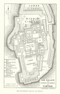 Tiryns palass eller øvre citadell (lito) av English School