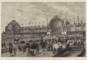 Paris-utstillingen, forfra av hovedbygningen i Champ de Mars (gravering) av English School