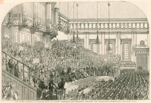 Fredskongressen i Exeter Hall, Sir David Brewster, presidenten, leste åpningstalen av English School