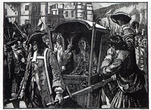 Folket i Edinburgh eskorterte hertugen av Hamilton til Holyrood Palace i 1706 av English School