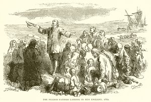 Pilgrimsfedrene lander i New England, 1660 av English School