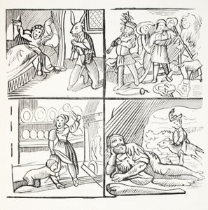 The Pleasant History of Jack Horner, illustrasjon fra Chap-books of the Eighteenth Century av John Ashton, pub. 1882 av English School