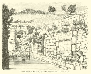 Siloamdammen, nær Jerusalem, Johannes, ix, 7 av English School