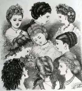 The Present Fashions in Hair, 1870 av English School