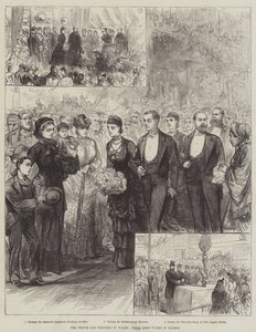 Prinsen og prinsessen av Wales, deres gode gjerninger i London (gravering) av English School