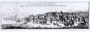 Prosesjonen av Charles II (1630-85) og hans nye dronning, Catherine av Braganza (1638-1705) fra Portsmouth til Hampton Court, 1662 av English School