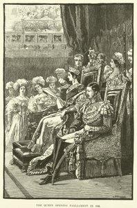 Dronningen åpner parlamentet i 1846 (gravering) av English School