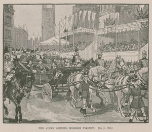 Dronningen åpner Holborn Viaduct, London av English School