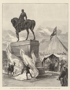 Dronningen avduker rytterstatuen av Prince Consort (Women