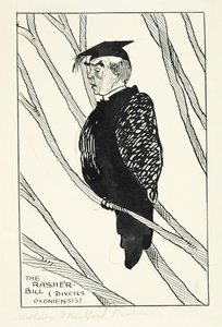 The Rasher-Bill (Divers Oxoniensis): Hastings Rashdall (1858-1924) (penn og blekk og blyant på papir) av English School