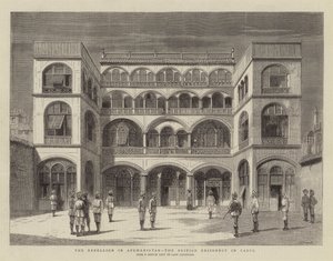 Die Rebellion in Afghanistan, die britische Residenz in Kabul von English School