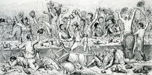 The Reformers Dinner, illustrasjon hentet fra Satiristen, 1809 av English School
