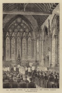 Det restaurerte kapellet i St Etheldreda (Ely Chapel) Holborn (gravering) av English School