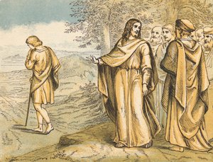 Den rike unge mannen (farget gravering) av English School