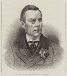 Høyre ærede J Chamberlain, MP, president for kommunestyret (gravering) av English School