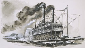 Robert E Lee leder Natchez i deres berømte løp oppover Mississippi-elven av English School