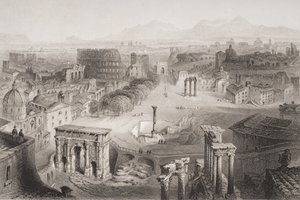 Forum Romanum fra Capitoline Hill, Roma, gravert av A. Willmore av English School