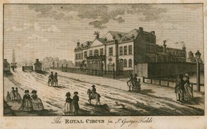 The Royal Circus i St Georges Fields, Surrey, nær Obelisken av English School