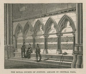 The Royal Courts of Justice: Arcade i Central Hall av English School