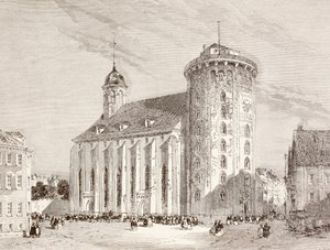Rundetarn eller Rundetårn i København, Danmark på det nittende århundre (litho) av English School