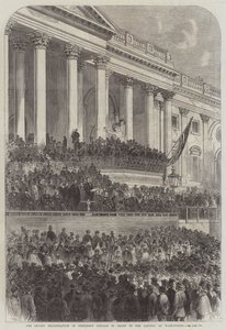 Den andre innsettelsen av president Lincoln foran Capitol i Washington (gravering) av English School