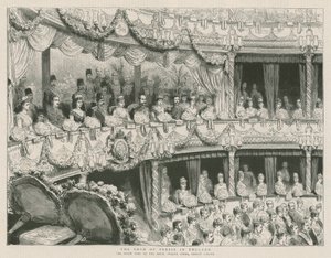 Sjahen av Persia i England; Statsbesøket til Royal Italian Opera, Covent Garden av English School