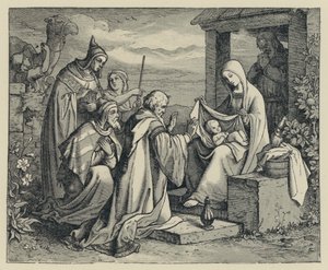 Shepherds adoring (gravering) av English School