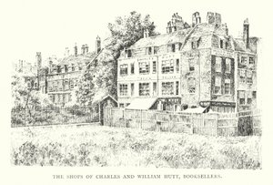 Butikkene til Charles og William Hutt, bokhandlere (litho) av English School