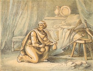 The Sin of Achan (farget gravering) av English School