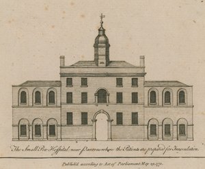 Koppesykehuset nær Pancras hvor pasientene forberedes for inokulering av English School