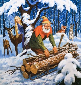 Snøfeen, illustrasjon fra «Det var en gang» (gouache på papir) av English School