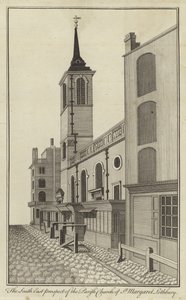 Sørøst-prospektet til Parish Church of St Margaret Lothbury, London av English School