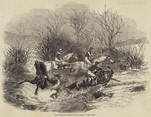 The Southgate Steeple Chase, scene ved bekken (gravering) av English School