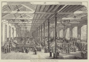 The Spinning Room in the Shadwell Rope Works (gravering) av English School