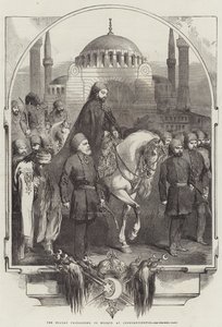Sultanen fortsetter til moskeen i Konstantinopel (gravering) av English School