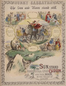 Solen og månen står stille (farget gravering) av English School