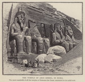 Templet til Aboo Simbel, i Nubia (gravering) av English School