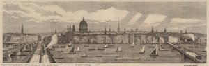 Themsen Embankment på nordsiden av Themsen fra Palace of Westminster til Blackfriars Bridge av English School
