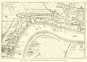 Themsen, fra Westminster til Blackfriars av English School