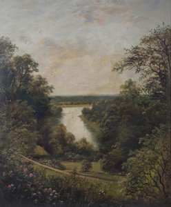 Themsen fra Terrace Gardens, Richmond, Surrey av English School