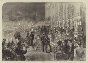 De tre keiserne i Berlin, kronprinsessens aftenhagefest på det nye palasset, Potsdam (gravering) av English School