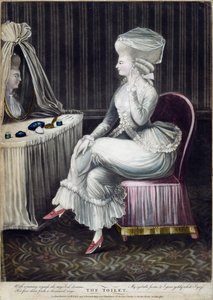 Toalettet, pub. av Robert Sayer og J. Bennett, 1780 (mezzotintgravering) av English School