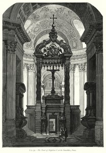 Graven til Napoleon I ved Invalides, Paris (gravering) av English School
