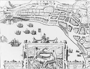 The Towne and Platforme of Fayall vunnet av den høyre ærede Earle of Cumberland, 2. september 1589 av English School