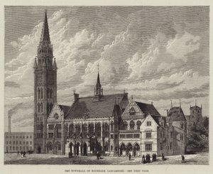 Rådhuset i Rochdale, Lancashire (gravering) av English School