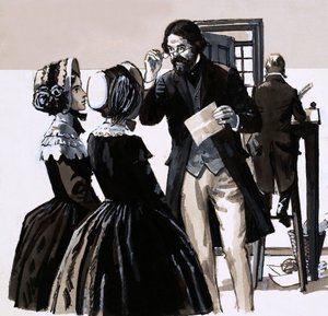 The Tragedy of the Brontes (gouache på papir) av English School
