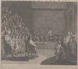 Rettssaken mot kong Charles I (gravering) av English School