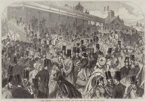 Tribunene på Longchamps før løpet for Grand Prix de Paris (gravering) av English School
