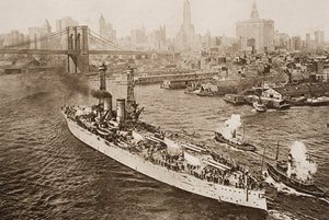 The United States Battleship, Texas, Setting out from New York Harbour, illustrasjon fra 